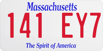MA license plate 141EY7