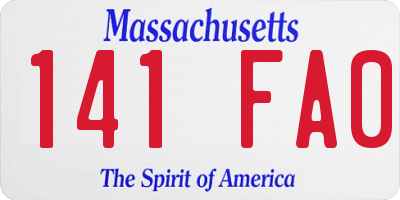 MA license plate 141FA0