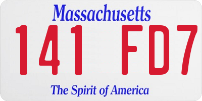 MA license plate 141FD7