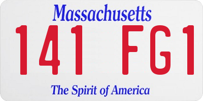 MA license plate 141FG1