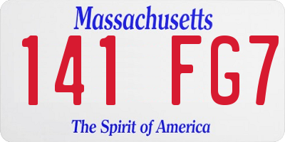 MA license plate 141FG7