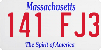 MA license plate 141FJ3