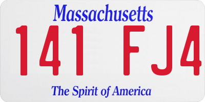 MA license plate 141FJ4