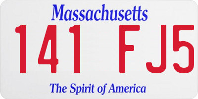 MA license plate 141FJ5