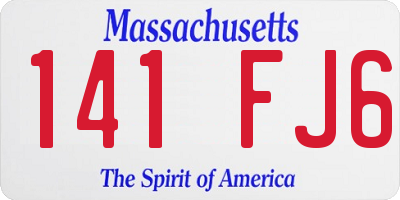 MA license plate 141FJ6