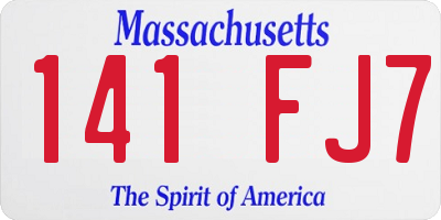MA license plate 141FJ7