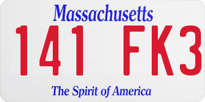 MA license plate 141FK3