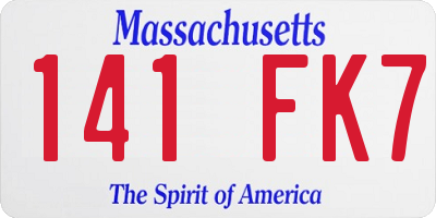 MA license plate 141FK7