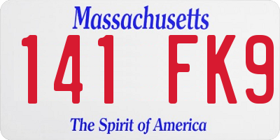 MA license plate 141FK9