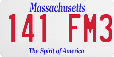 MA license plate 141FM3
