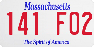 MA license plate 141FO2