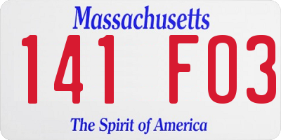 MA license plate 141FO3