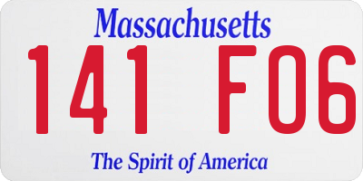 MA license plate 141FO6