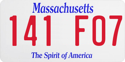MA license plate 141FO7