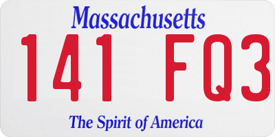 MA license plate 141FQ3