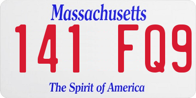 MA license plate 141FQ9