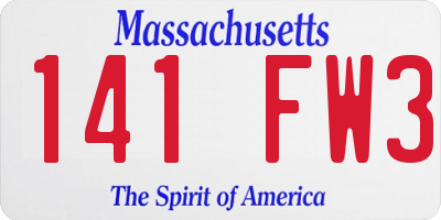 MA license plate 141FW3