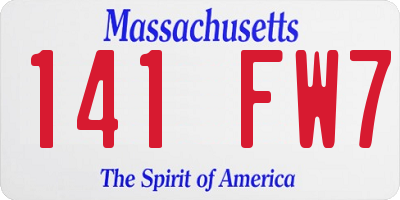 MA license plate 141FW7