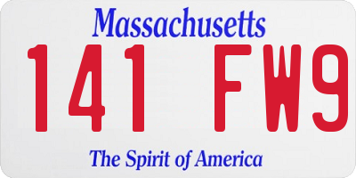 MA license plate 141FW9