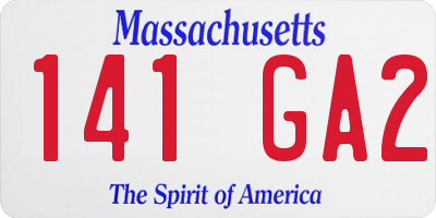 MA license plate 141GA2
