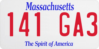 MA license plate 141GA3