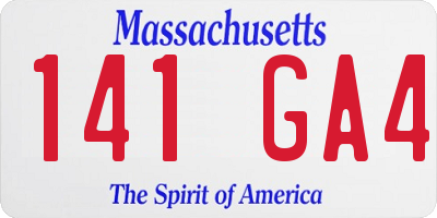 MA license plate 141GA4