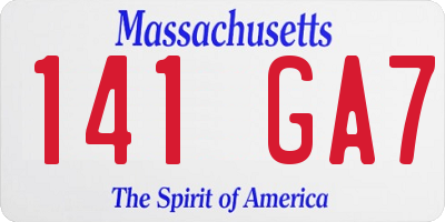 MA license plate 141GA7