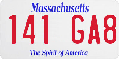 MA license plate 141GA8
