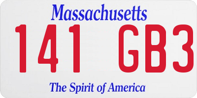MA license plate 141GB3