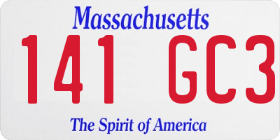 MA license plate 141GC3