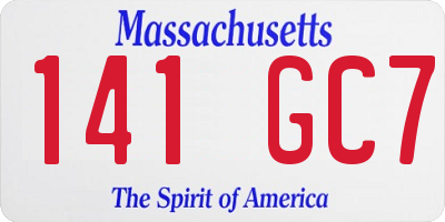 MA license plate 141GC7
