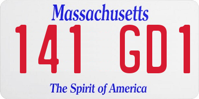 MA license plate 141GD1