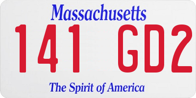 MA license plate 141GD2