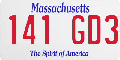 MA license plate 141GD3