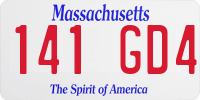 MA license plate 141GD4