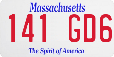 MA license plate 141GD6