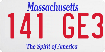 MA license plate 141GE3