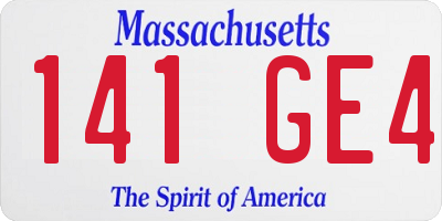 MA license plate 141GE4