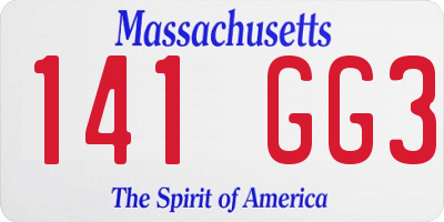 MA license plate 141GG3