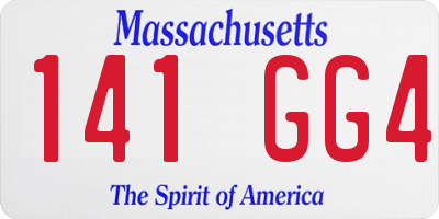 MA license plate 141GG4