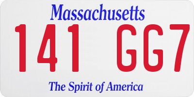 MA license plate 141GG7