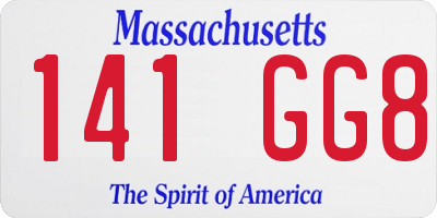 MA license plate 141GG8