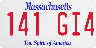 MA license plate 141GI4