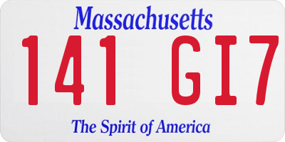 MA license plate 141GI7