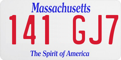 MA license plate 141GJ7