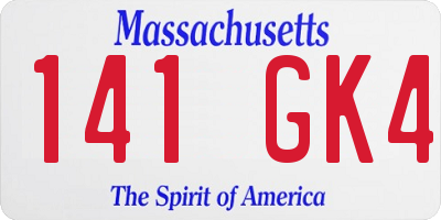 MA license plate 141GK4