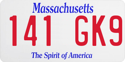 MA license plate 141GK9