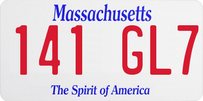 MA license plate 141GL7