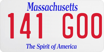 MA license plate 141GO0