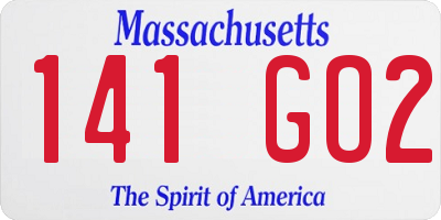 MA license plate 141GO2